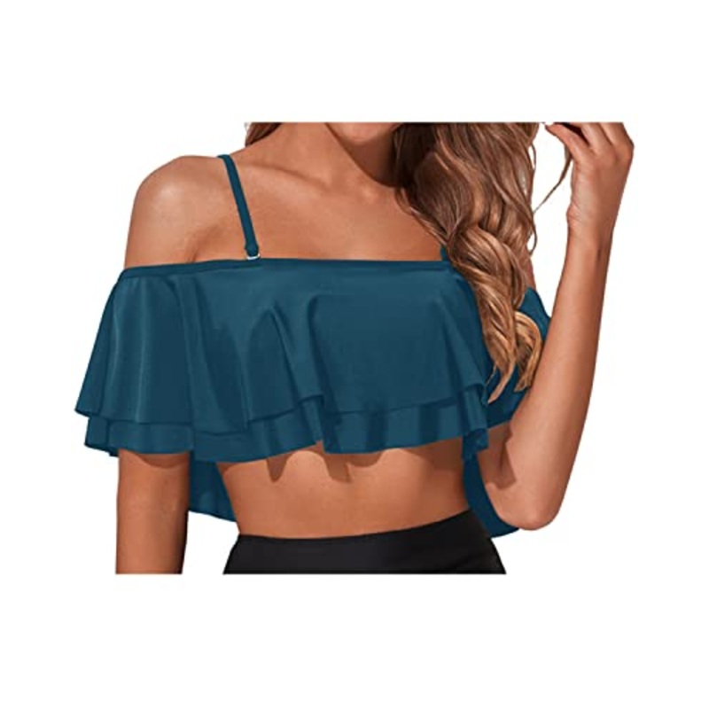 Padded Bras Bikini Top Off Shoulder Style-Teal
