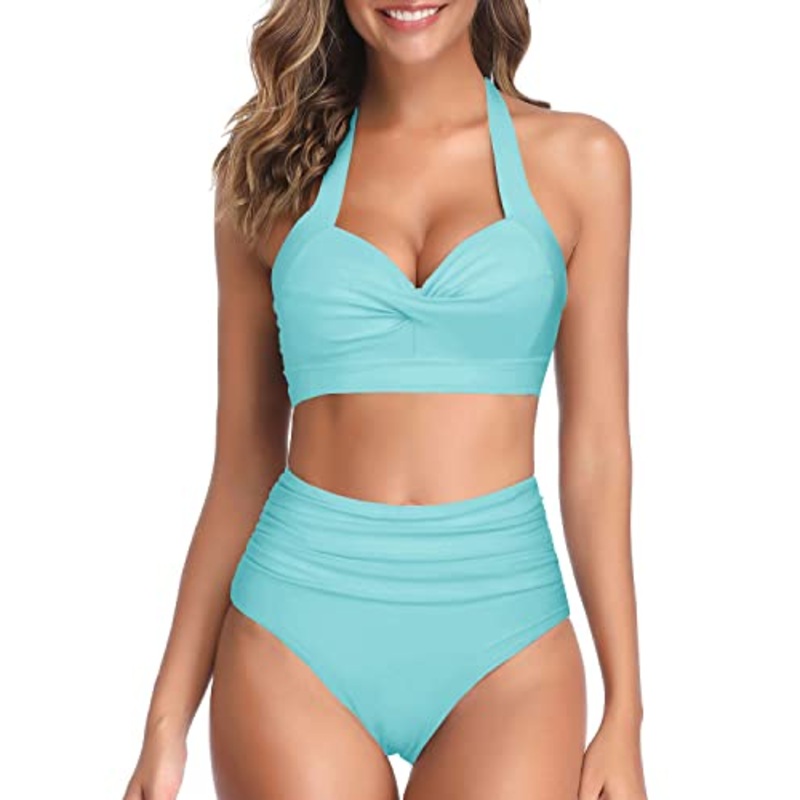 Padded Push Up Bra Adjustable Straps Bikini Sets For Women-Mint Green