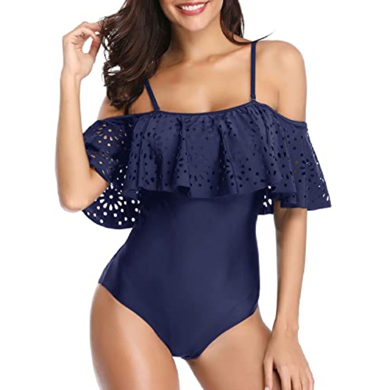 Sexy And Slimming Bathing Suits 1 Piece Swimsuits For Women-Navy Blue