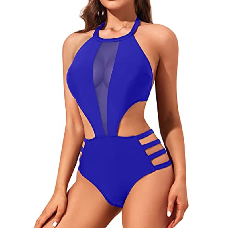Slimming Attractive Flirty One Piece Monokini Swimwear-Royal Blue
