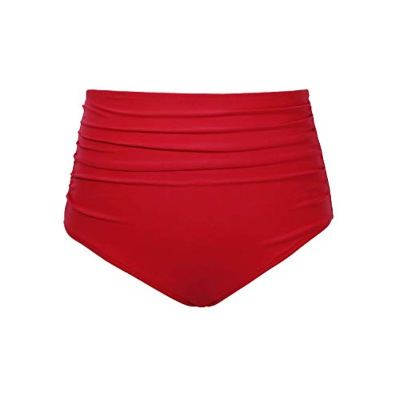 Stylish High Waisted Bikini Bottom For Women-Red