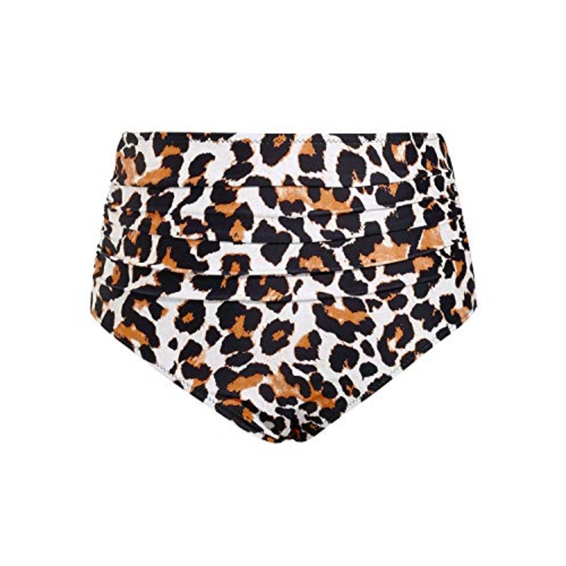 Tummy Control High Waisted Bikini Bottom For Ladies-Leopard