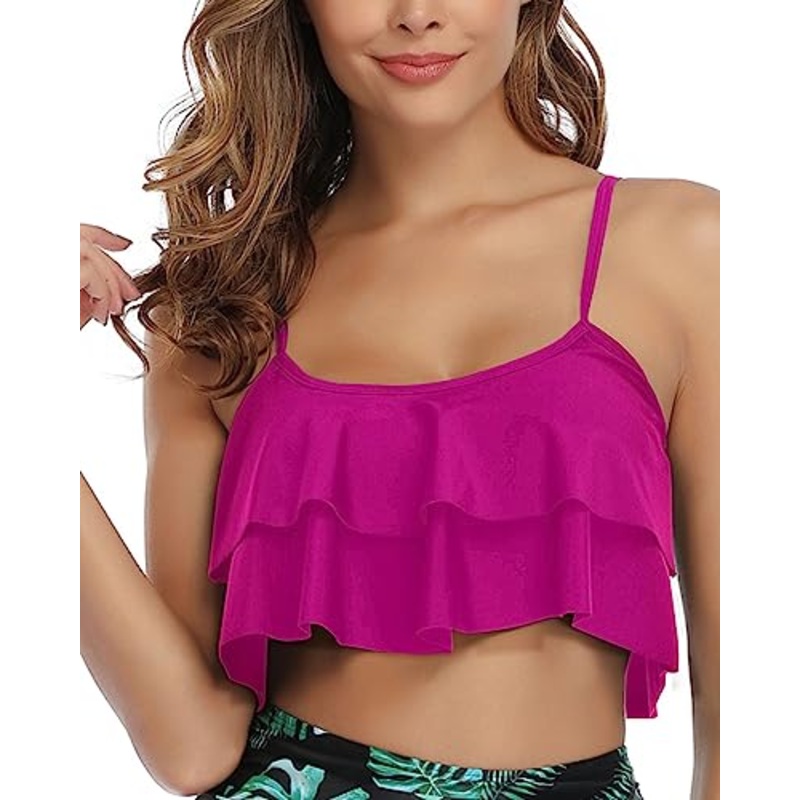 Flounce Swim Tops Falbala Swimsuit Tank Tops