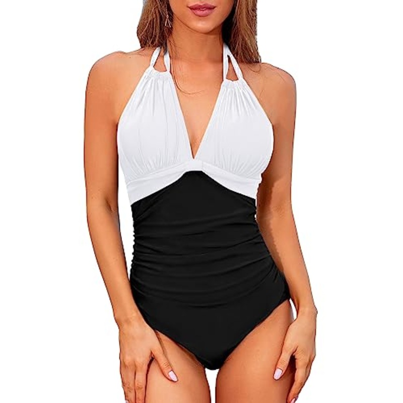Halter Swimsuits Sexy Ruched Slimming Swimwear