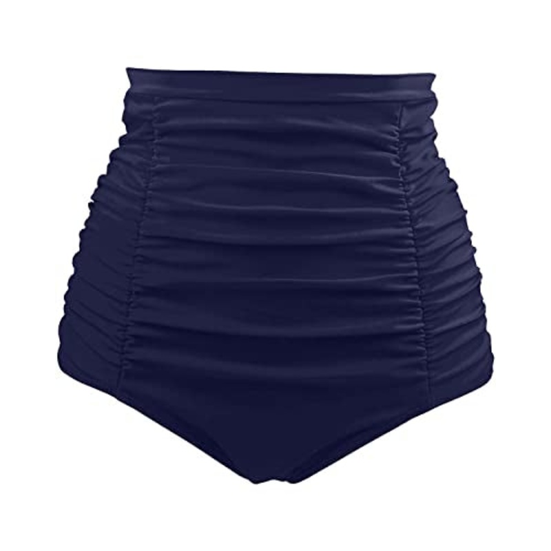 High Waisted Booty Coverage Women Bikini Bottoms-Navy Blue