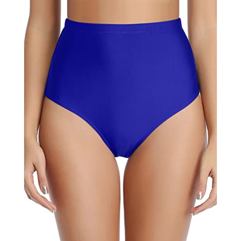 Ladies High Waisted Tummy Control Swimsuit Bottoms-Royal Blue