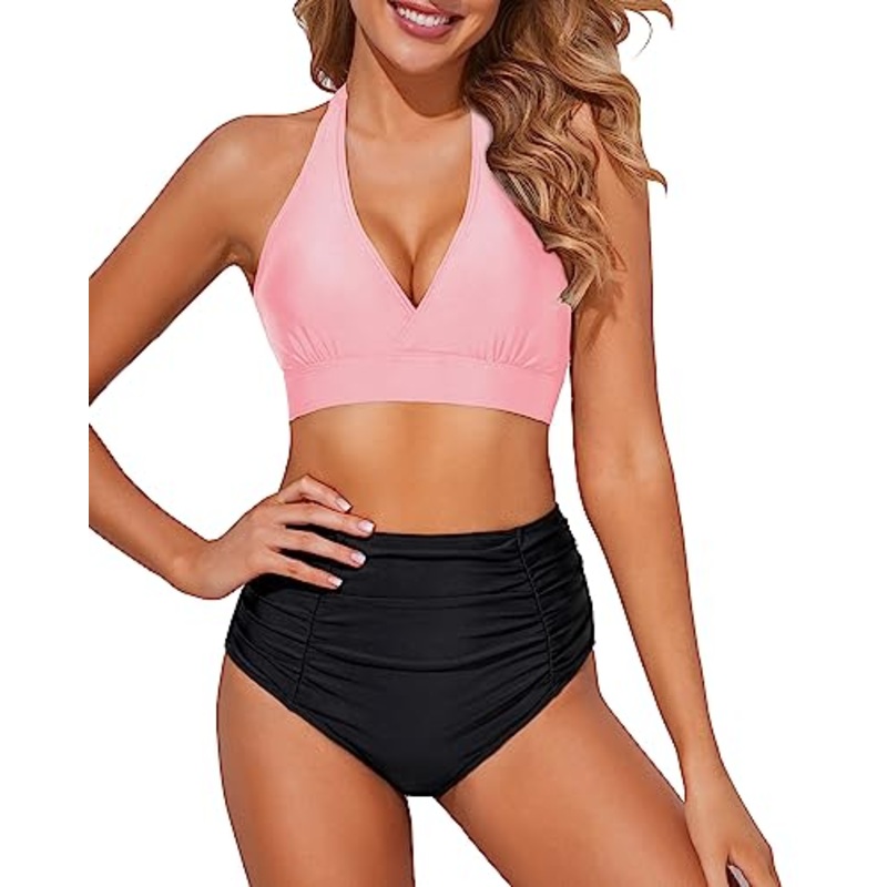 Two Piece Push Up Halter High Waisted Bikini Sets
