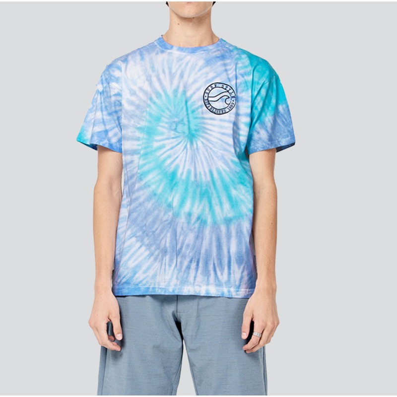 Brushed Wave Logo Lagoon Tie Dye T-Shirt
