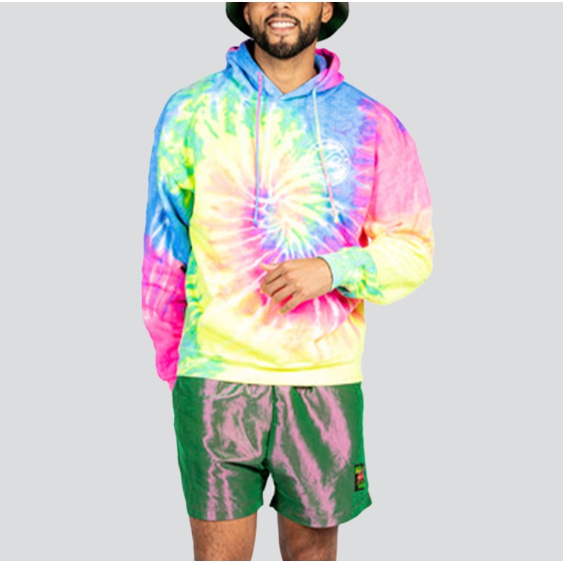 Brushed Wave Rainbow Tie Dye Hoodie