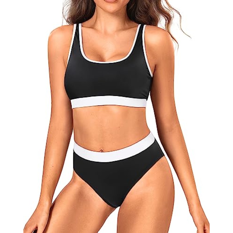 Colorblock Sports Bra & High Waist Two Piece Set