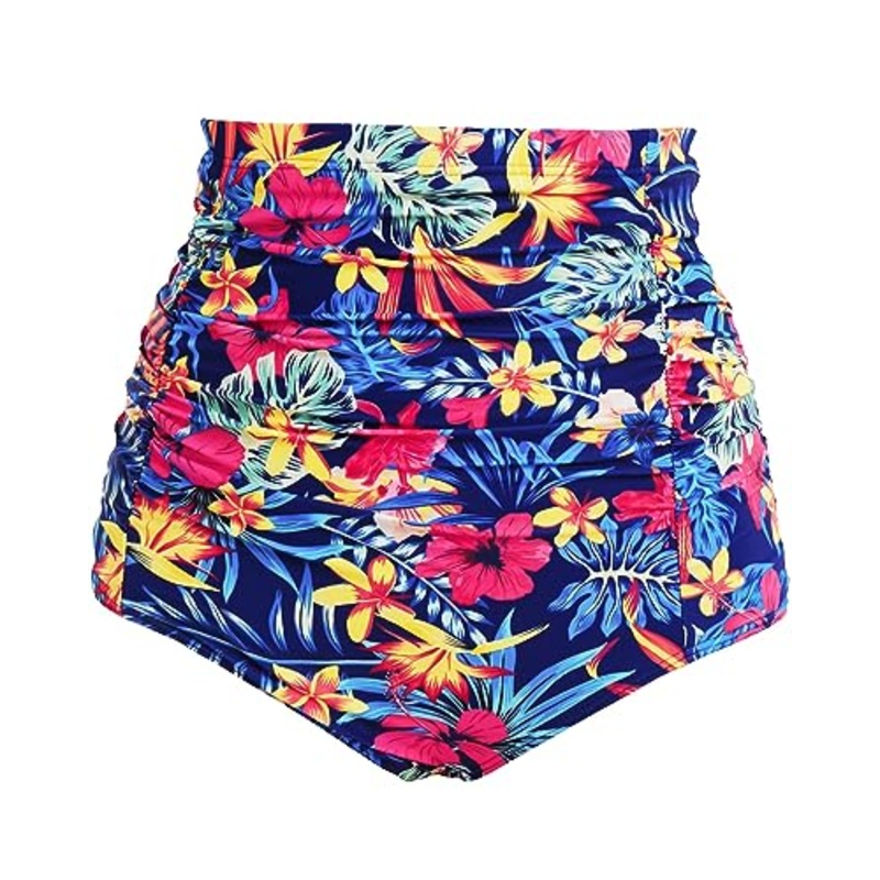 High Waist Ruched Tummy Control Tankini Bottom