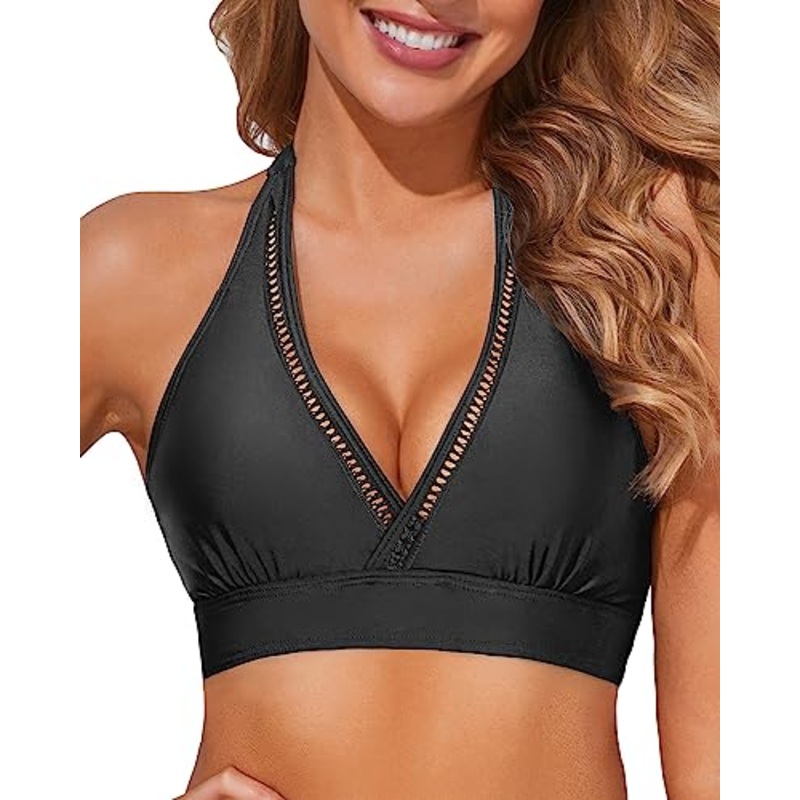 Large Bust Bikini V-Neck Swim Tops