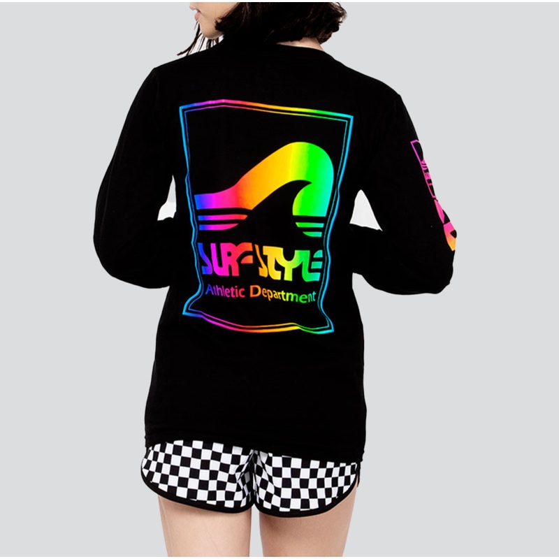 Neon Box Logo Long Sleeve Athletic T-Shirt
