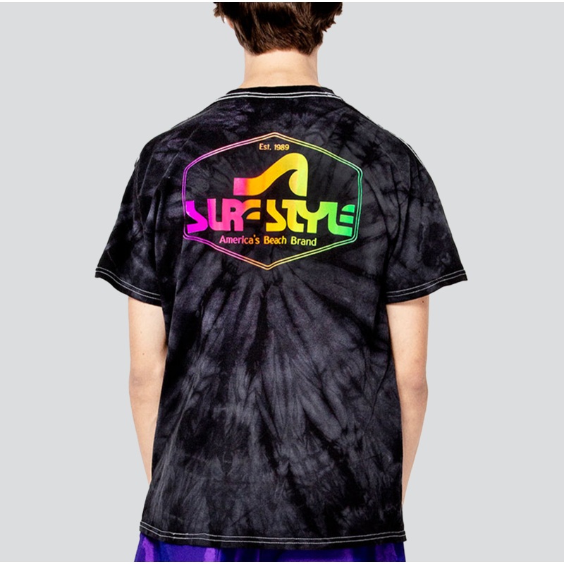 Neon Shield Logo Dark Tie Dye T-Shirt