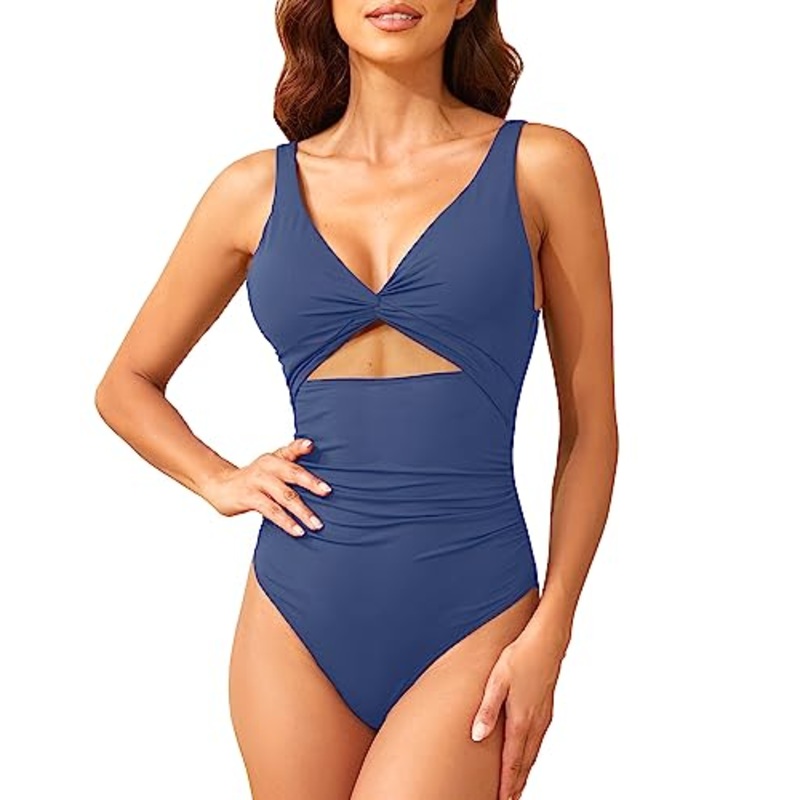 One Piece Ruched Swimsuits Cutout Bathing Suits