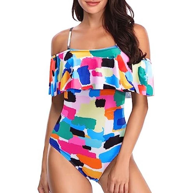 One Piece Vintage Off Shoulder Swimsuits