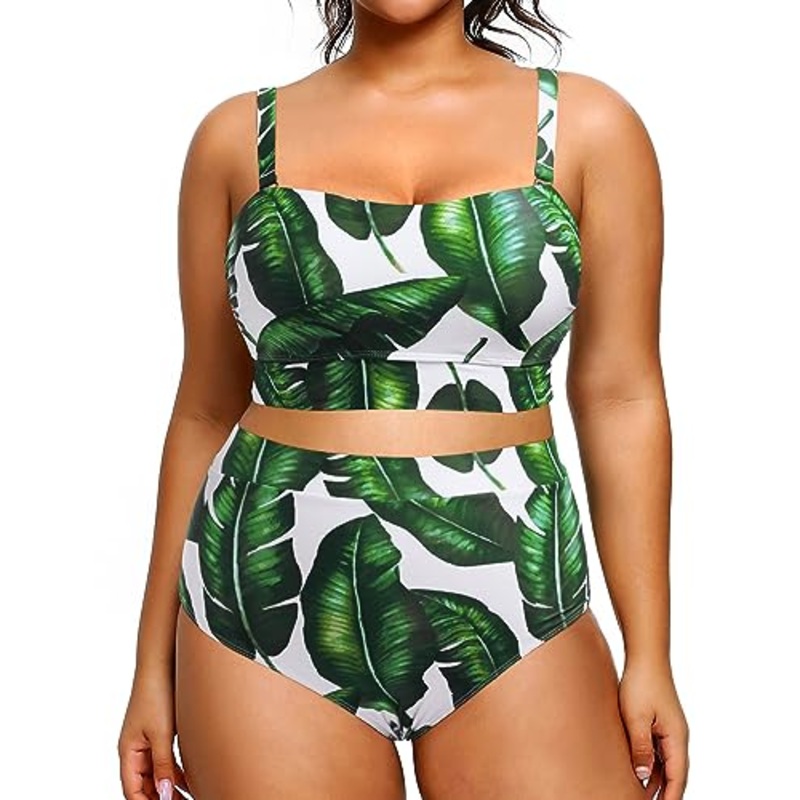 Plus Size High Waisted Full Coverage Bikini Sets