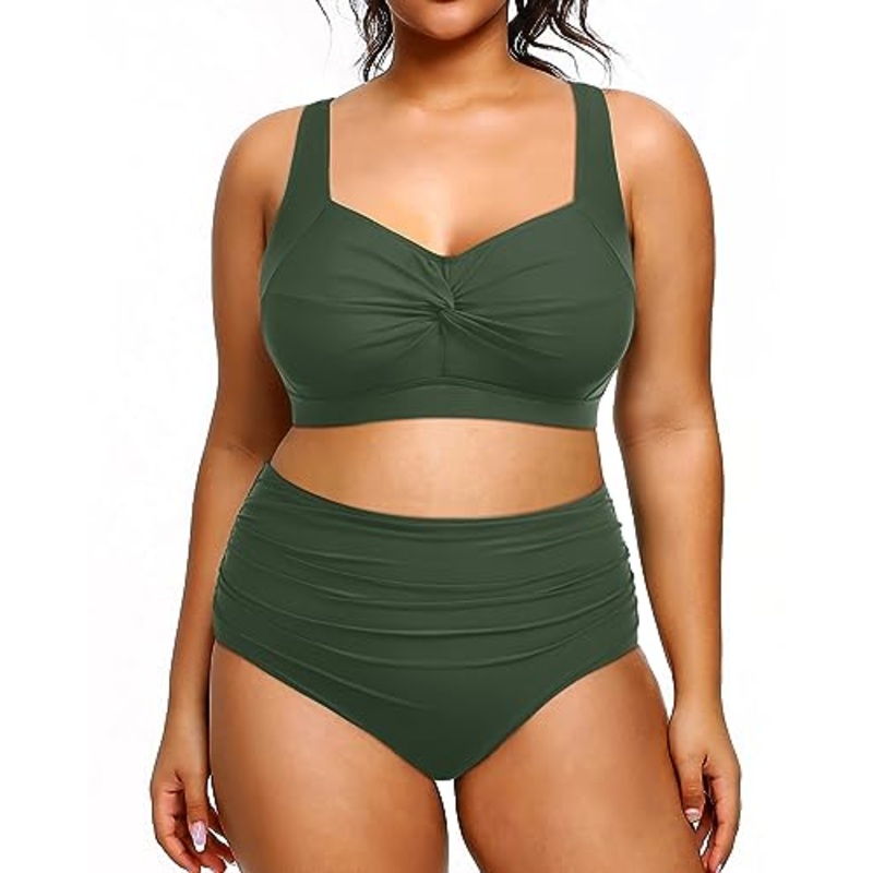 Plus Size Swimsuit Tummy Control Bikini Set