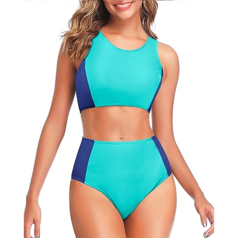Racerback Athletic Crop Top & High Waist Two Piece Set