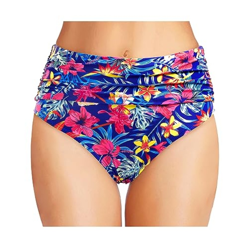 Ruched High Waist Tummy Control Bikini Bottom