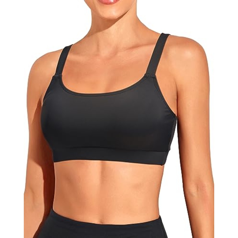 Scoop Neck Padded Crop Swim Top