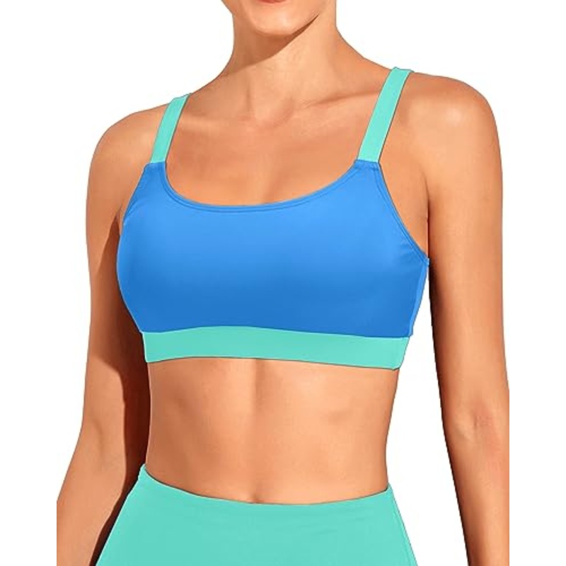 Sports Bra Bikini Top Scoop Neck Bathing Suits Top