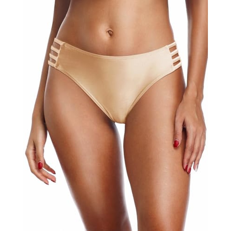 Strappy Bikini Bottom Full Coverage Bathing Suit Bottoms High Cut Swimsuit Bottom For Women