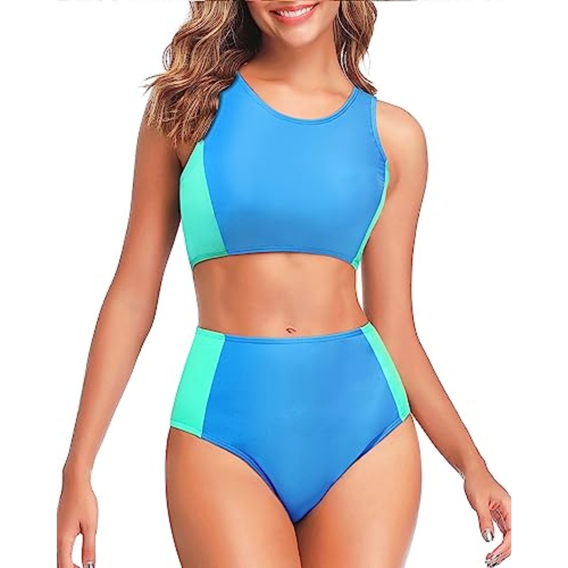 Two Piece High Waisted Bikini Set Sporty Swimsuits