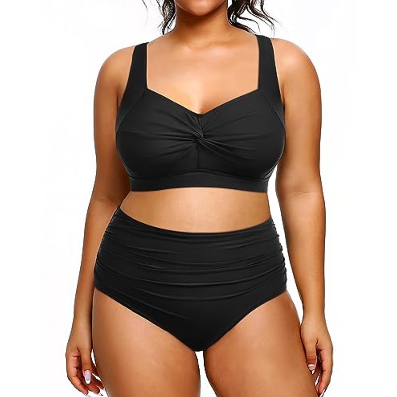 Two Piece Plus Size High Waisted Bikini Set