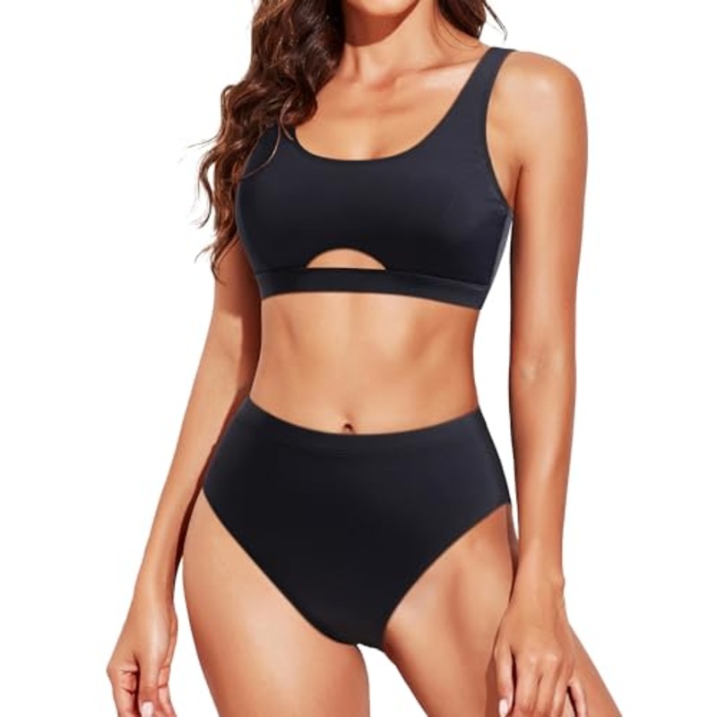 Women High Waisted Bikini Set Two Piece Swimsuits Sport Bathing Suits Cutout Swimwear