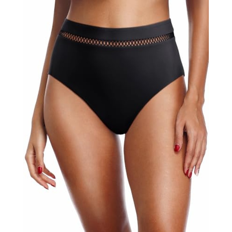 Women's High Waisted Bikini Bottom Full Coverage Retro Tummy Control Swimusuit Bottom