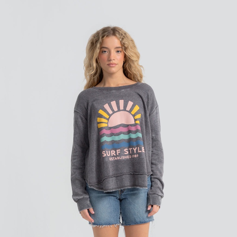 Burnout Long Sleeve Round Crewneck