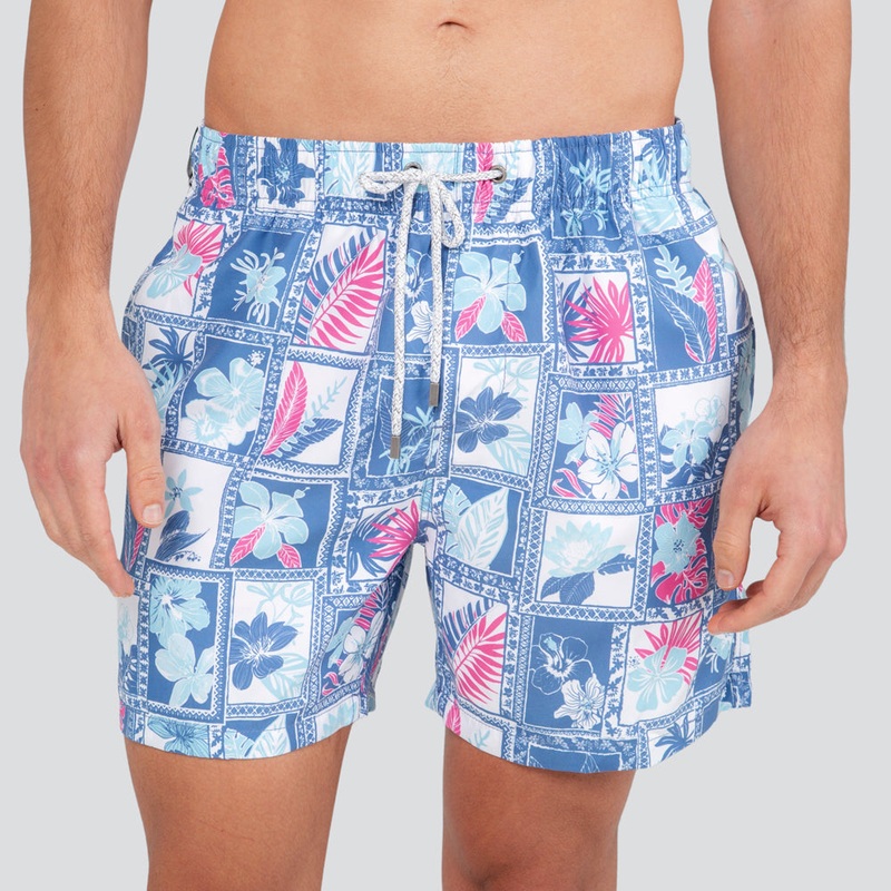 Hibiscus Box Printed Volley Swim Trunk