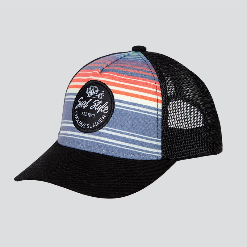 Kids Poly Stripe Trucker Cap