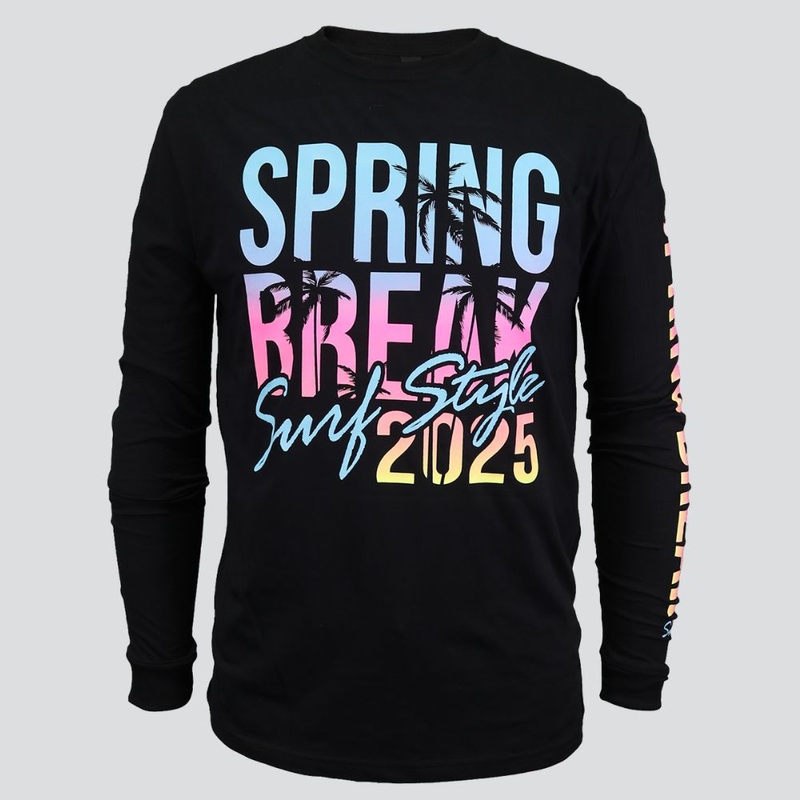 Pastel Neon Palms Contrast Long Sleeve T-Shirt