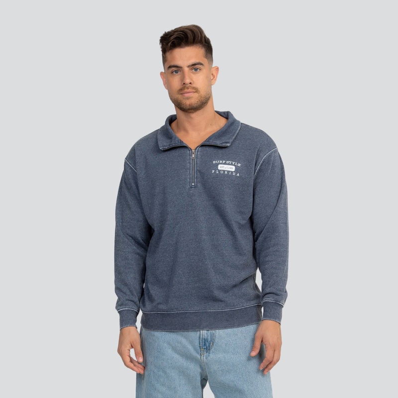 Simple Collegiate Burnout 1/4 Zip Fleece