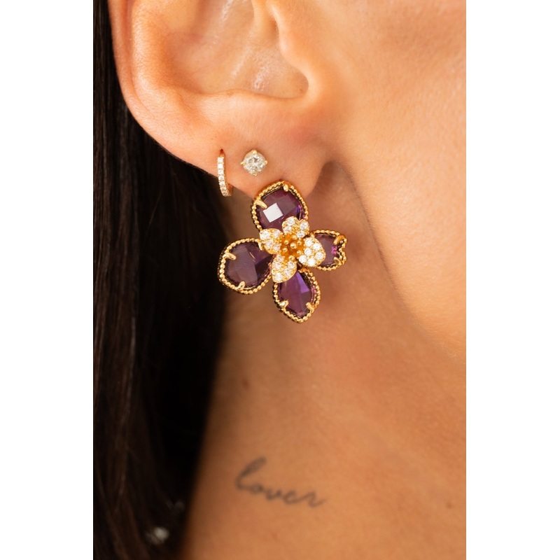 Flower Earrings Purple