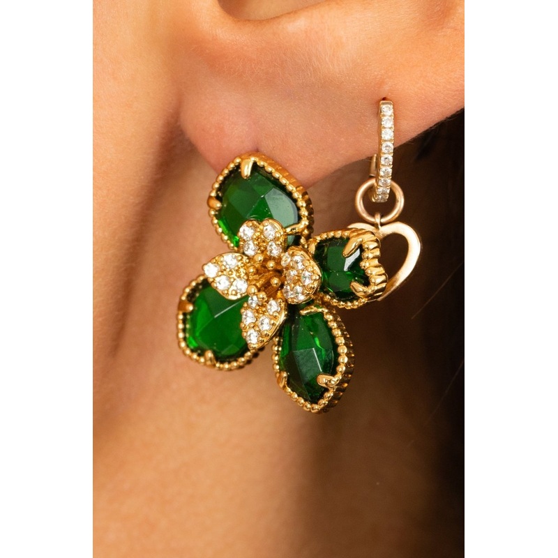 Green Flower Earrings