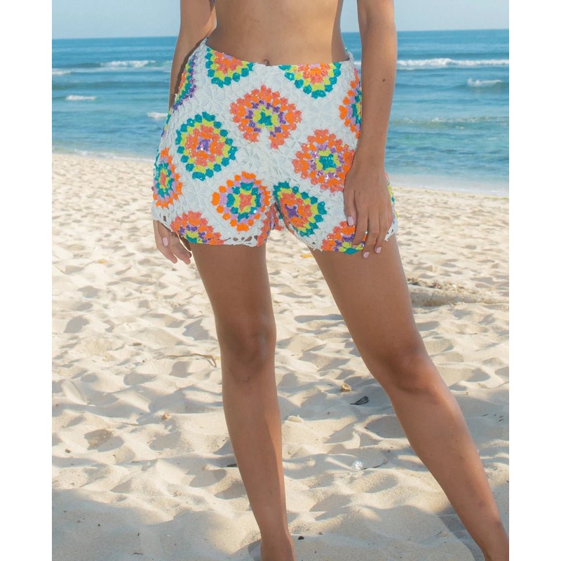Katerina Multi-Coloured Crochet Shorts