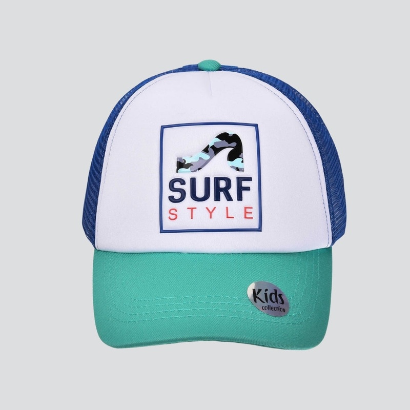 Kids Squared Rubber Patch Wave Logo Performance Trucker Cap