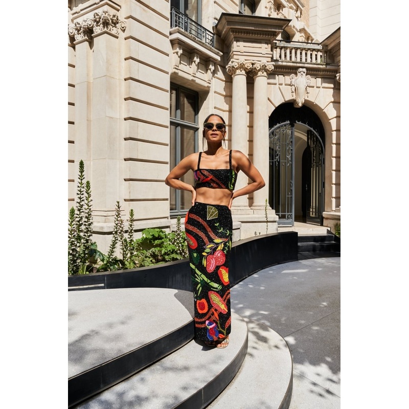 La Noche Beaded Co-ord Skirt Black Christina Milian