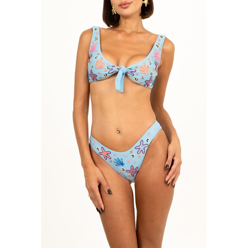 Orla Tie In The Middle Bikini Top Blue