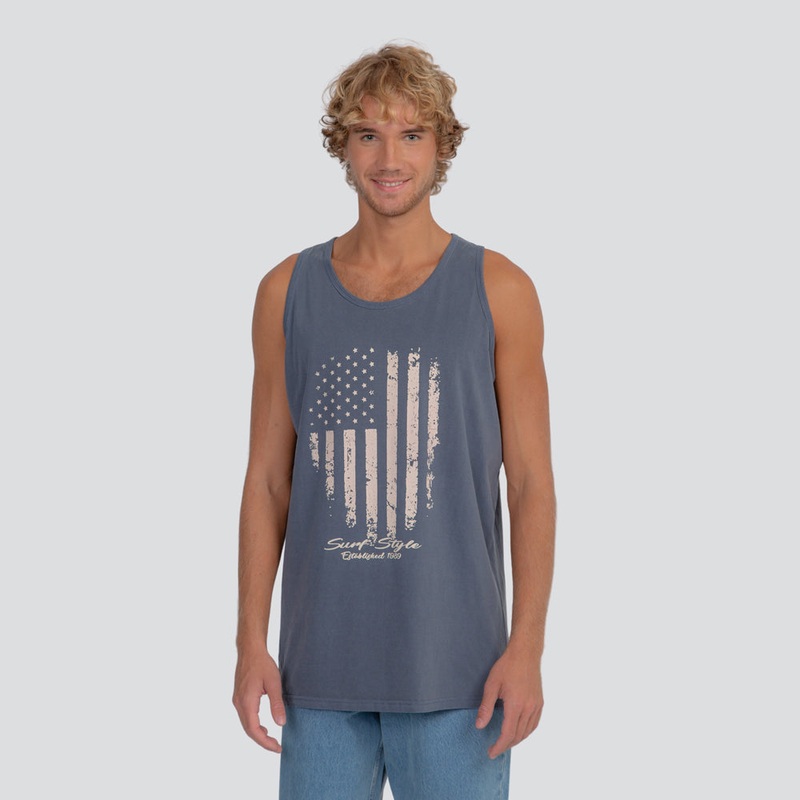 Vertical Flag Garment Dye Tank Top