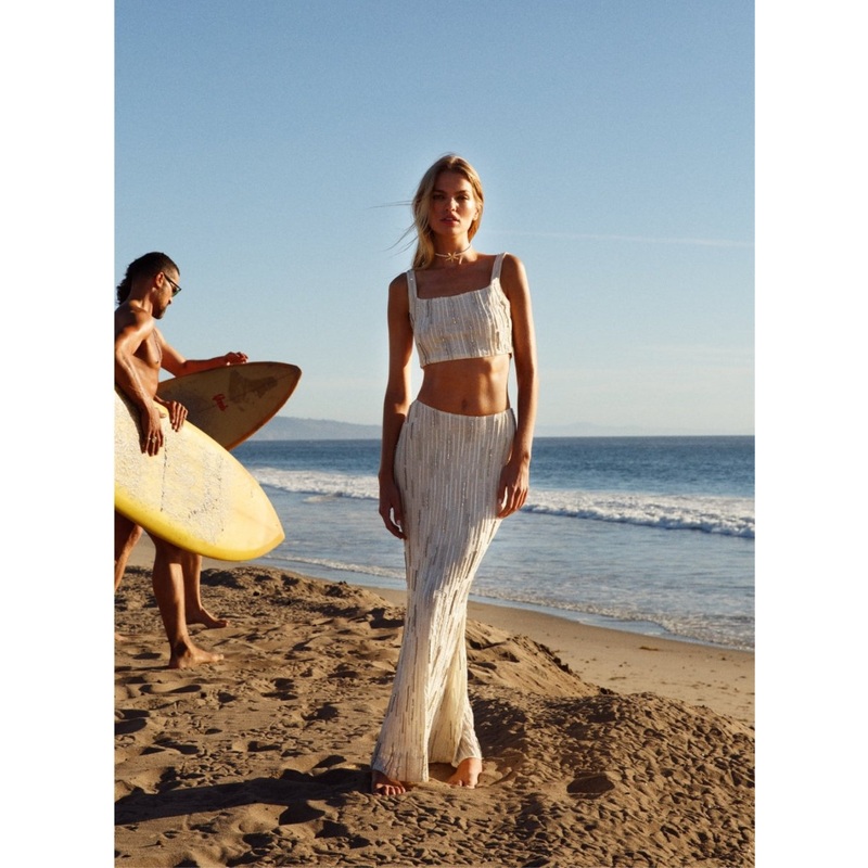 Aphrodite's White Beaded Co-ord Skirt - Daphne x Oceanus