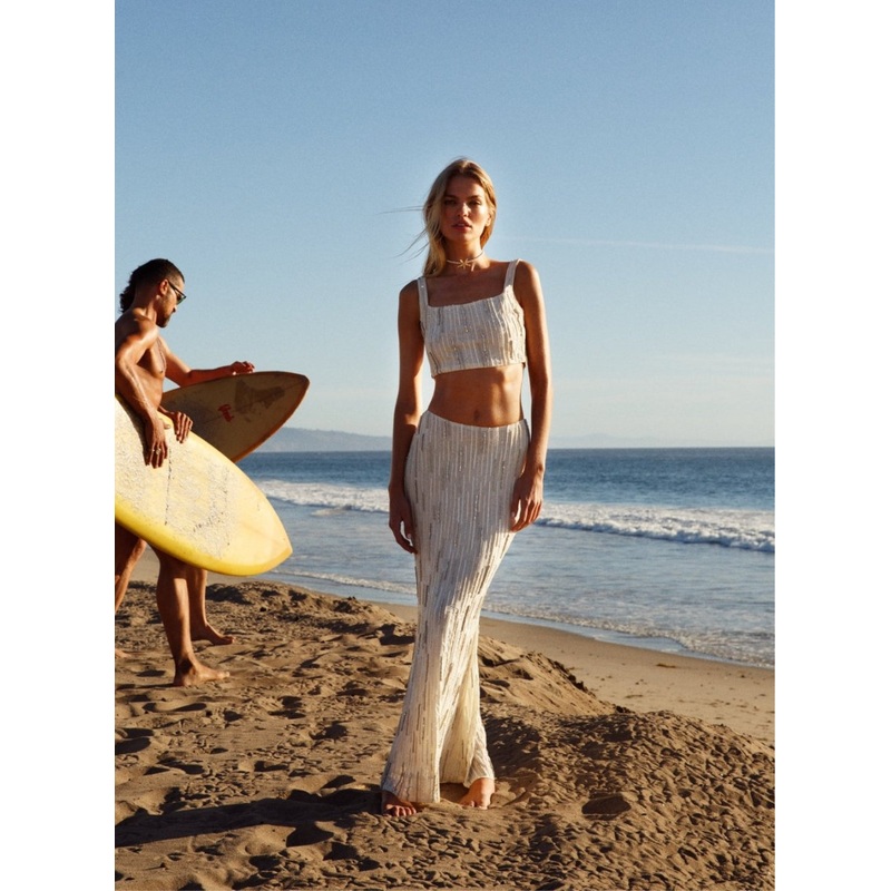 Aphrodite's White Beaded Co-ord Top  Daphne x Oceanus