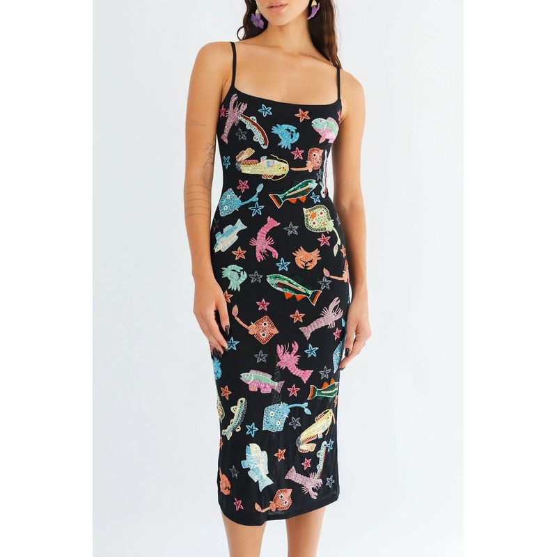 Arizona Hand Beaded Midi Dress
