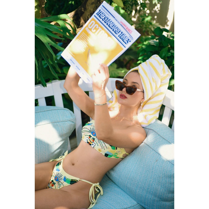 Clover Hand Beaded Bikini Bottom Yellow