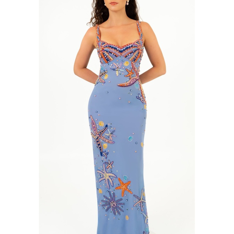 Crescent Shell Long Dress Lilac