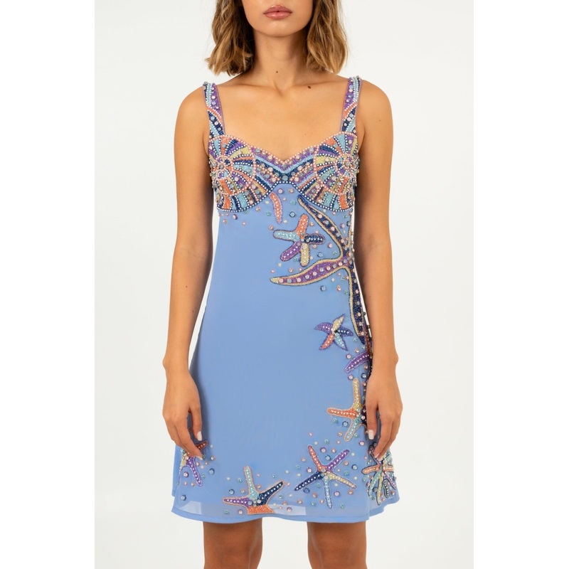 Crescent Shell Mini Dress- Lilac