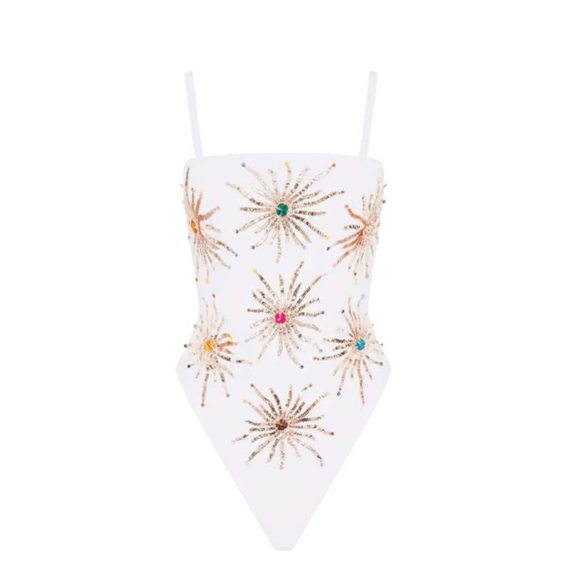 Dolly Two Strap Retro Swimsuit White